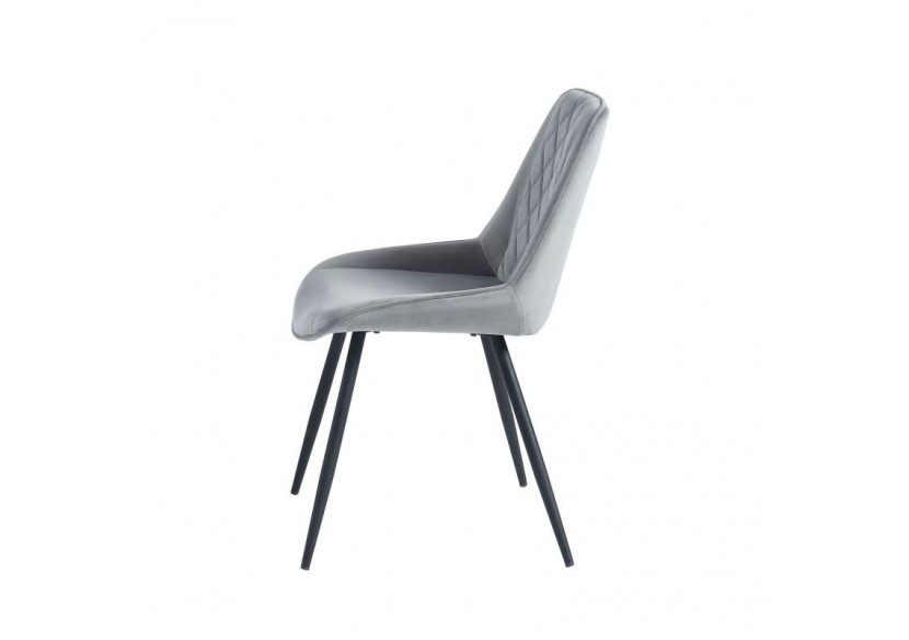 Lot de 2 chaises ROMY velours gris clair pieds métal noir
