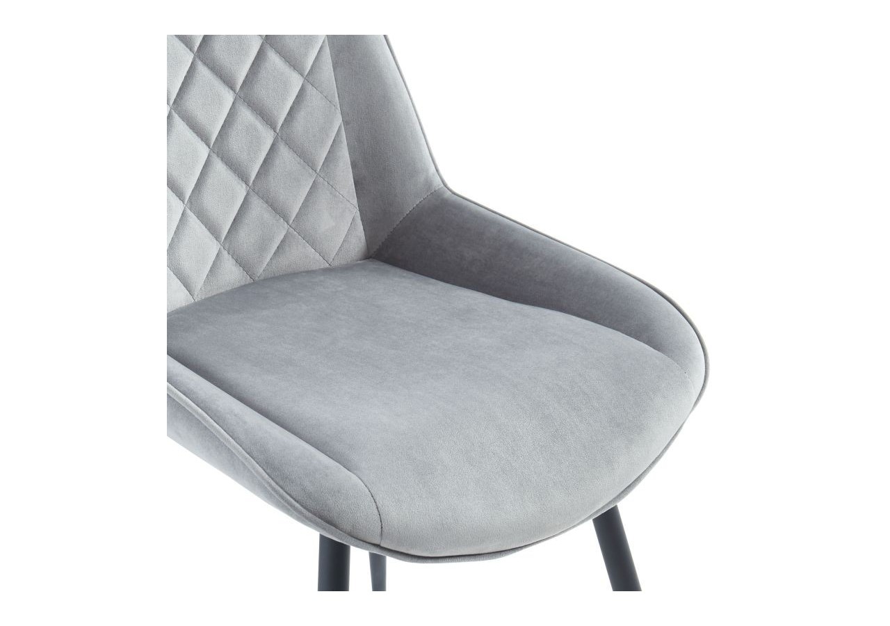 Lot de 2 chaises ROMY velours gris clair pieds métal noir