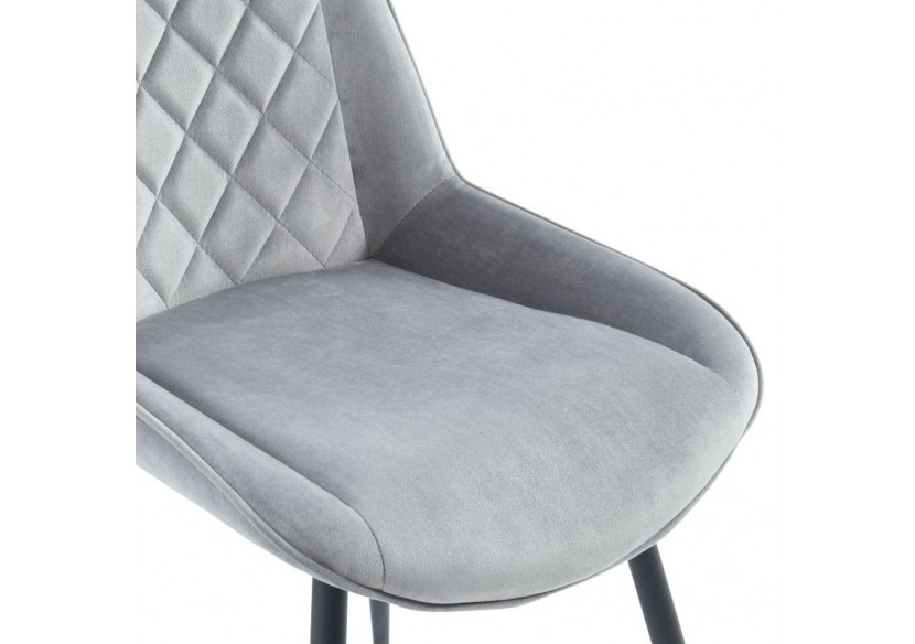 Lot de 2 chaises ROMY velours gris clair pieds métal noir