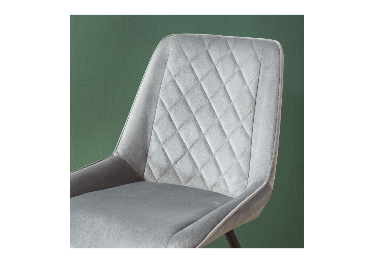 Lot de 2 chaises ROMY velours gris clair pieds métal noir