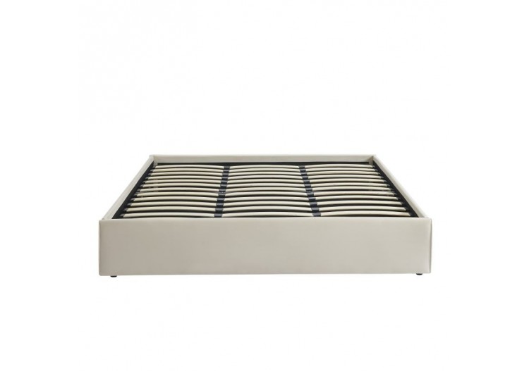 Lit coffre SAKURA velours beige crème 180x200 sommier inclus