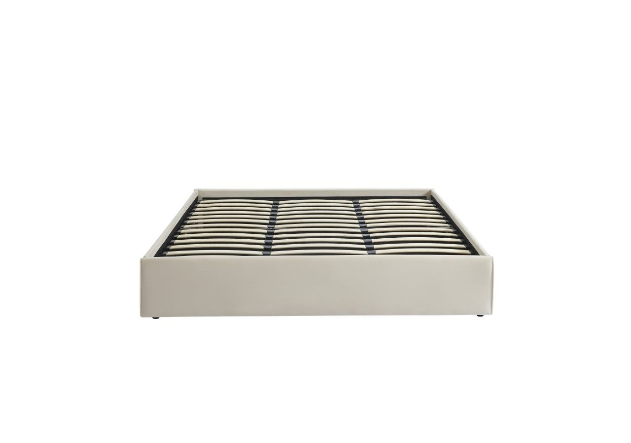 Lit coffre SAKURA velours beige crème 180x200 sommier inclus