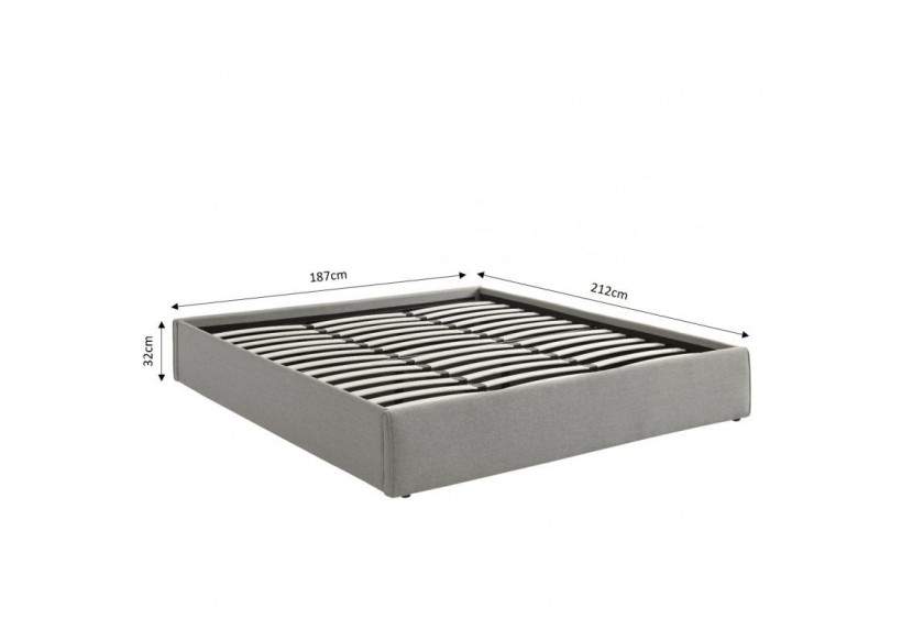 Lit coffre SAKURA tissu gris chiné 180x200 sommier inclus