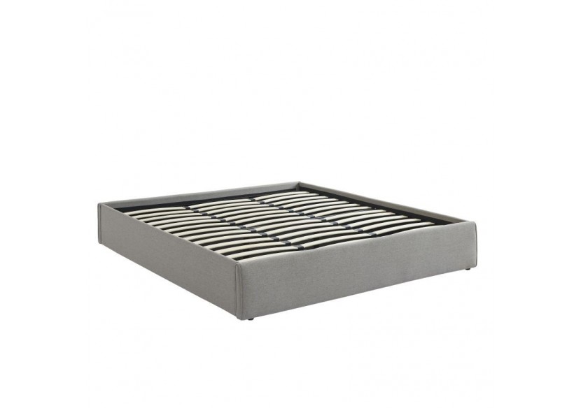 Lit coffre SAKURA tissu gris chiné 180x200 sommier inclus