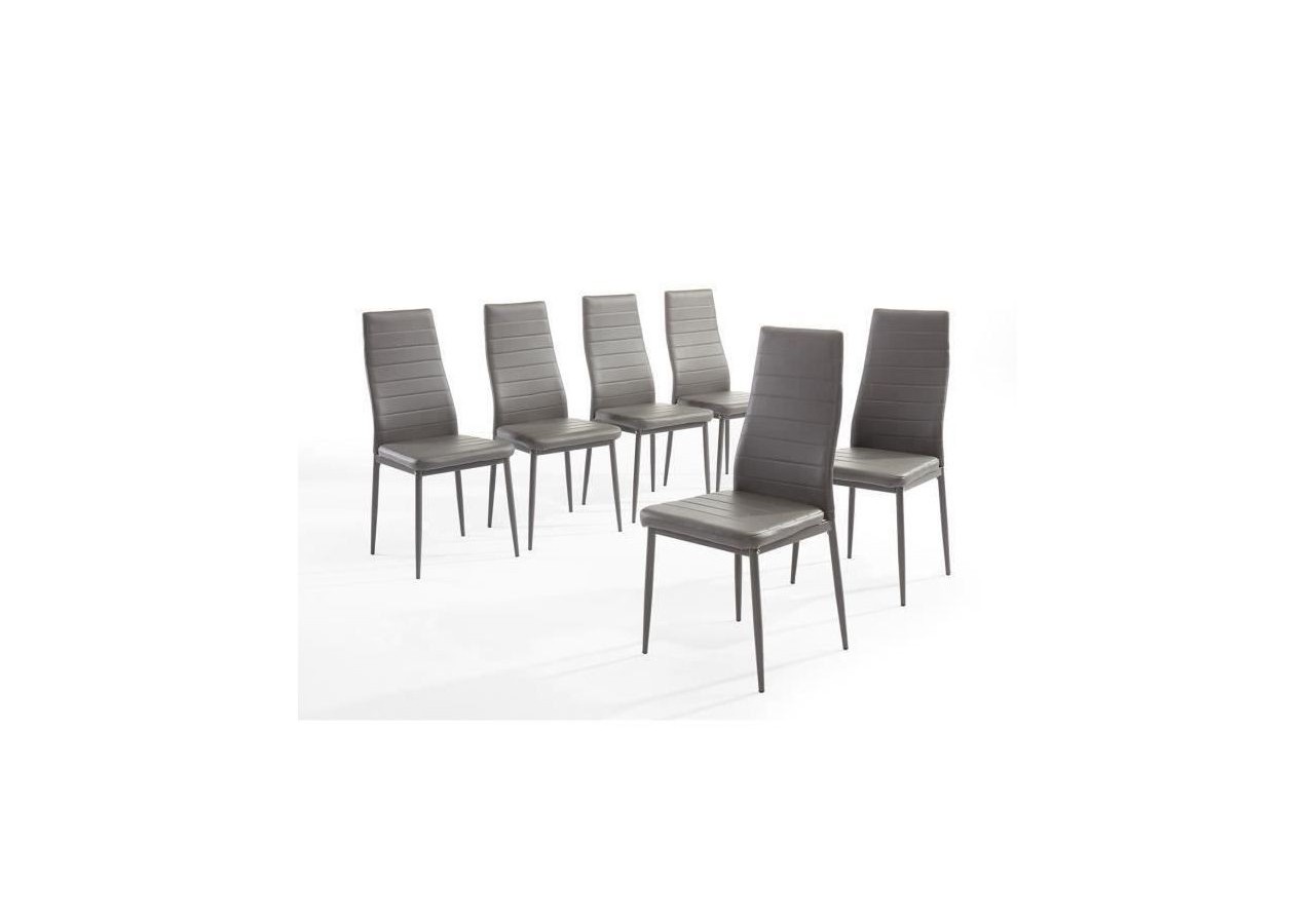 Lot de 6 chaises SAM simili gris pieds métal