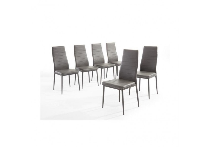 Lot de 6 chaises SAM simili gris pieds métal