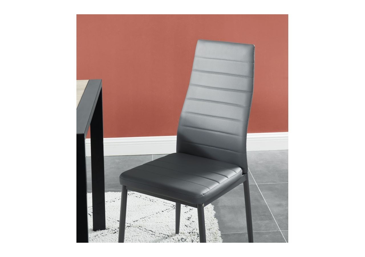 Lot de 6 chaises SAM simili gris pieds métal