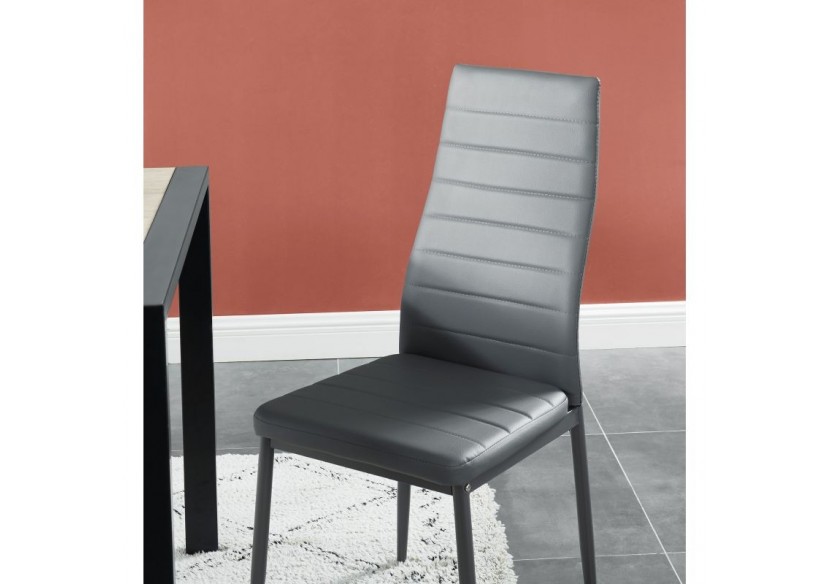 Lot de 6 chaises SAM simili gris pieds métal