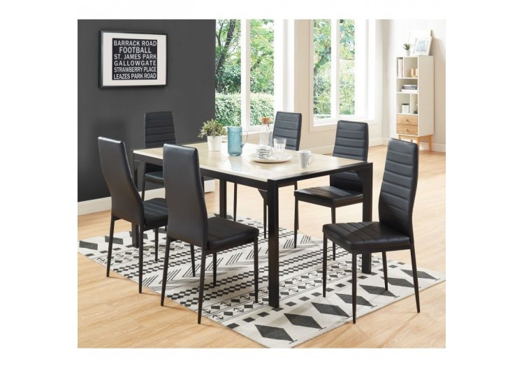 Lot de 6 chaises SAM simili noir pieds métal noir 2