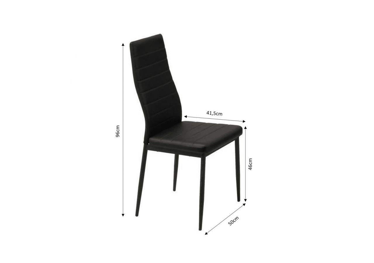 Lot de 6 chaises SAM simili noir pieds métal noir