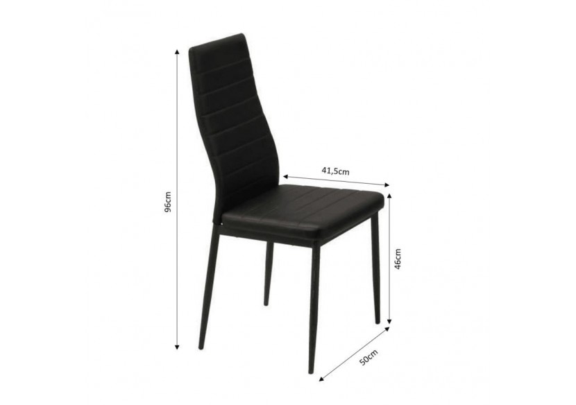Lot de 6 chaises SAM simili noir pieds métal noir