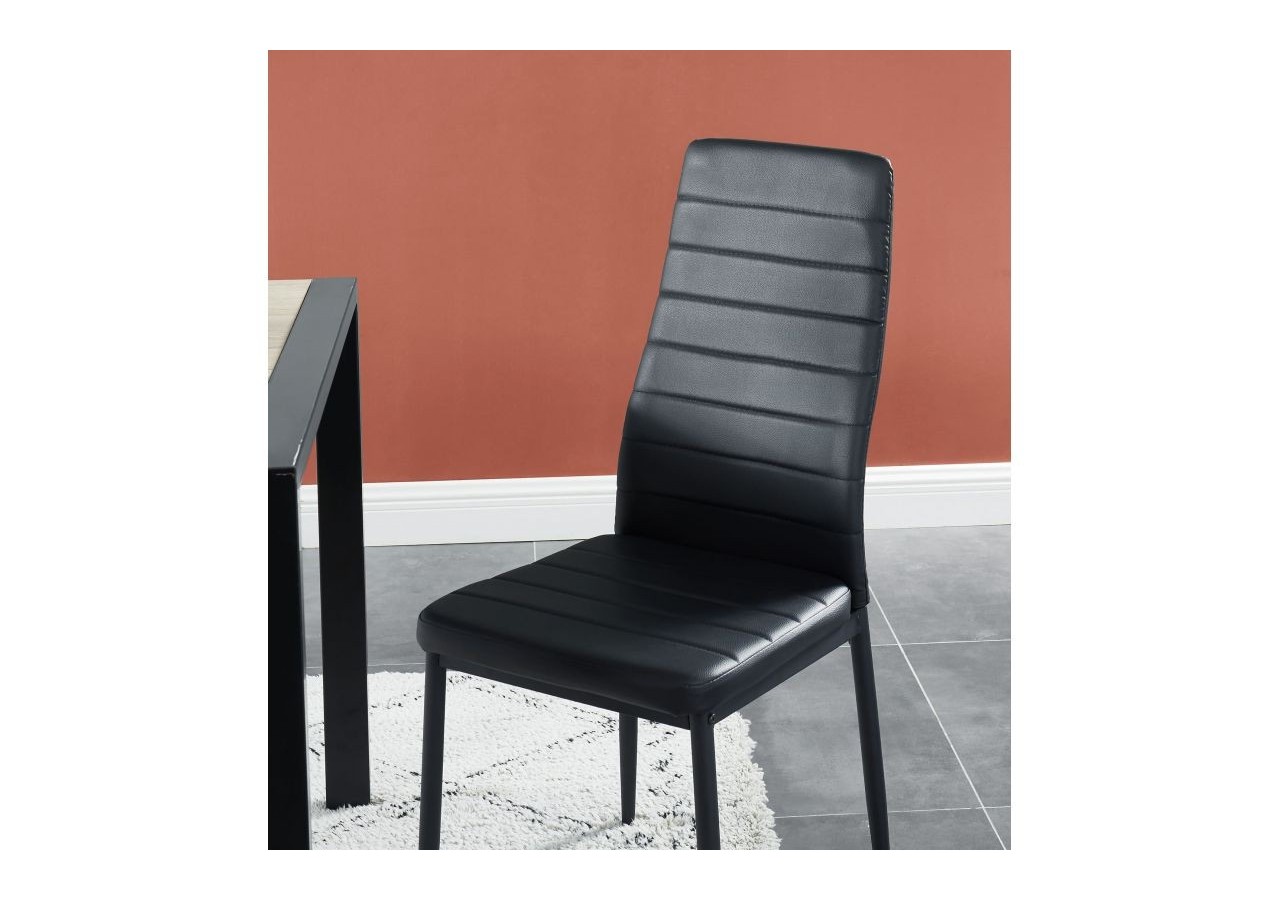 Lot de 6 chaises SAM simili noir pieds métal noir