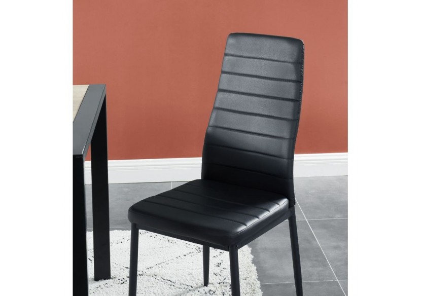 Lot de 6 chaises SAM simili noir pieds métal noir