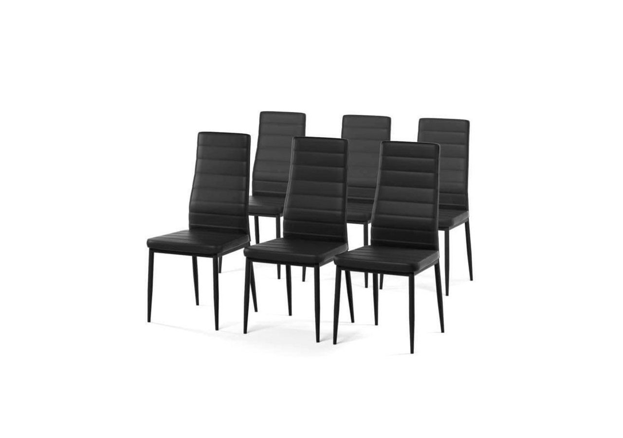 Lot de 6 chaises SAM simili noir pieds métal noir