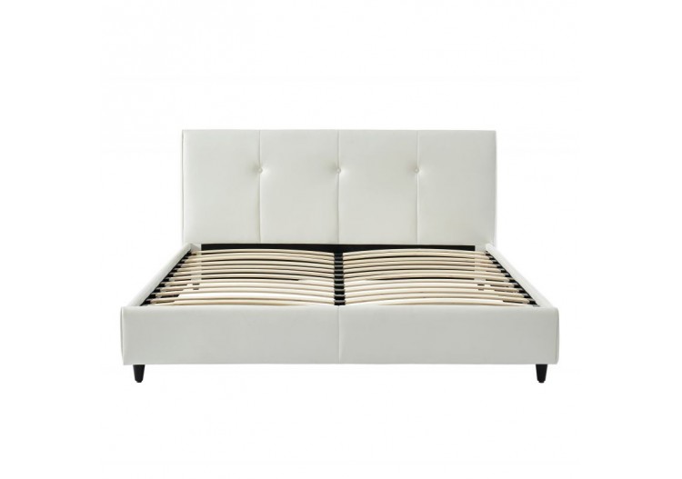Lit SEGURA simili blanc 140x190 sommier inclus
