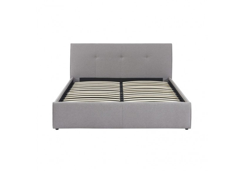 Lit coffre SEGURO tissu gris chiné 140x190 sommier inclus