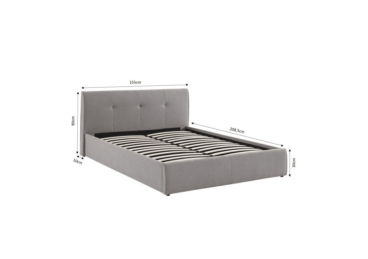 Lit coffre SEGURO tissu gris chiné 140x190 sommier inclus