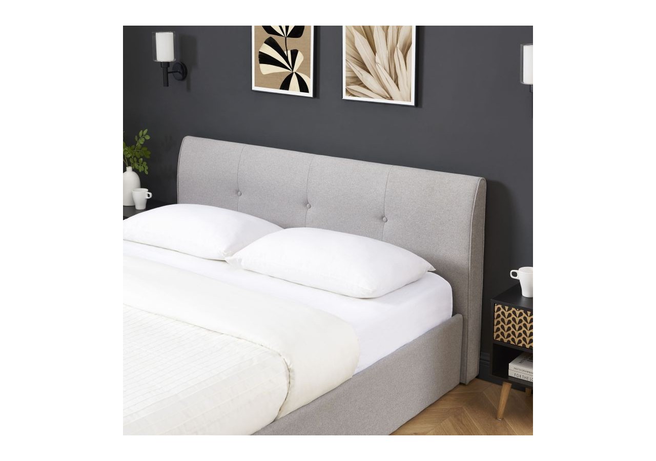 Lit coffre SEGURO tissu gris chiné 140x190 sommier inclus