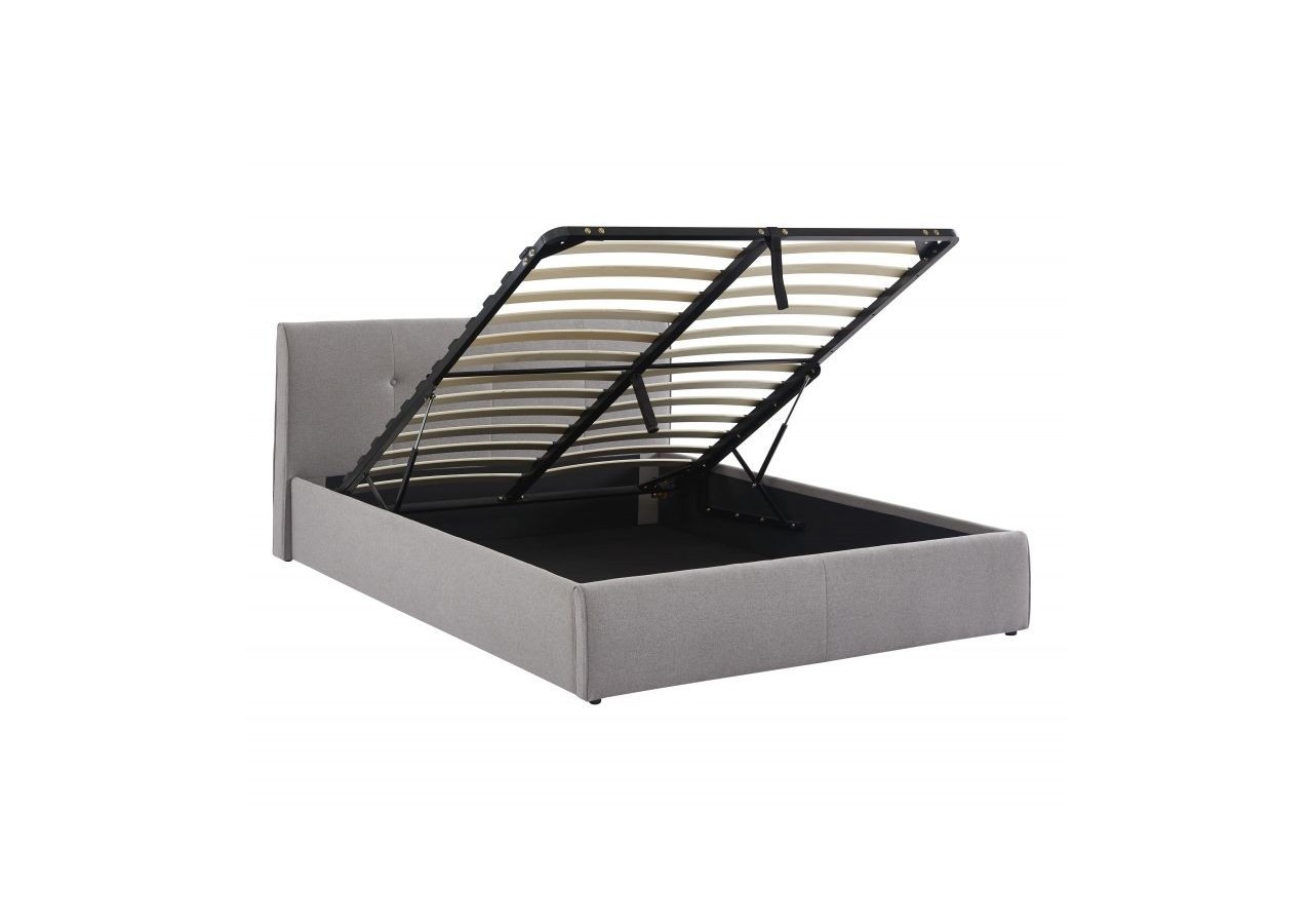 Lit coffre SEGURO tissu gris chiné 140x190 sommier inclus