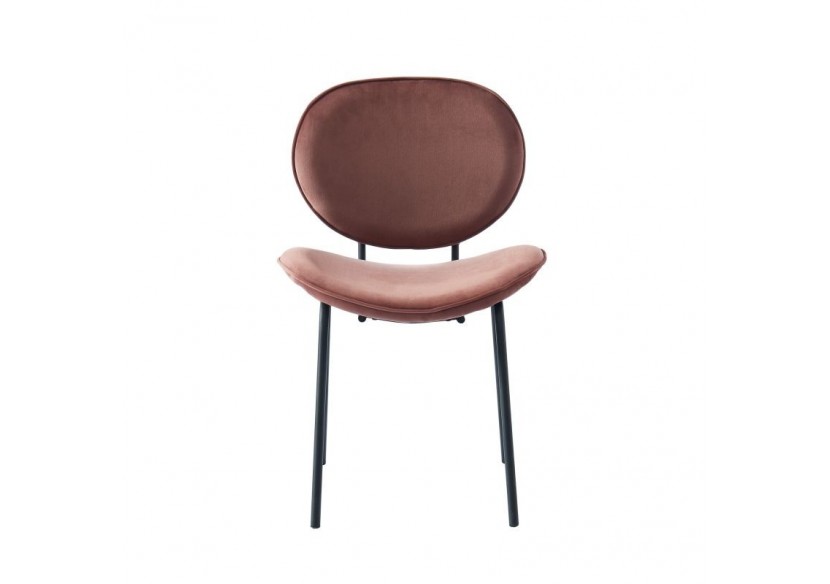 Lot de 2 chaises SHEILA velours rose pieds métal noir