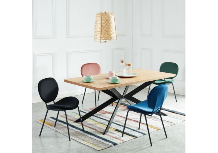 Lot de 2 chaises SHEILA velours vert pieds métal noir 2