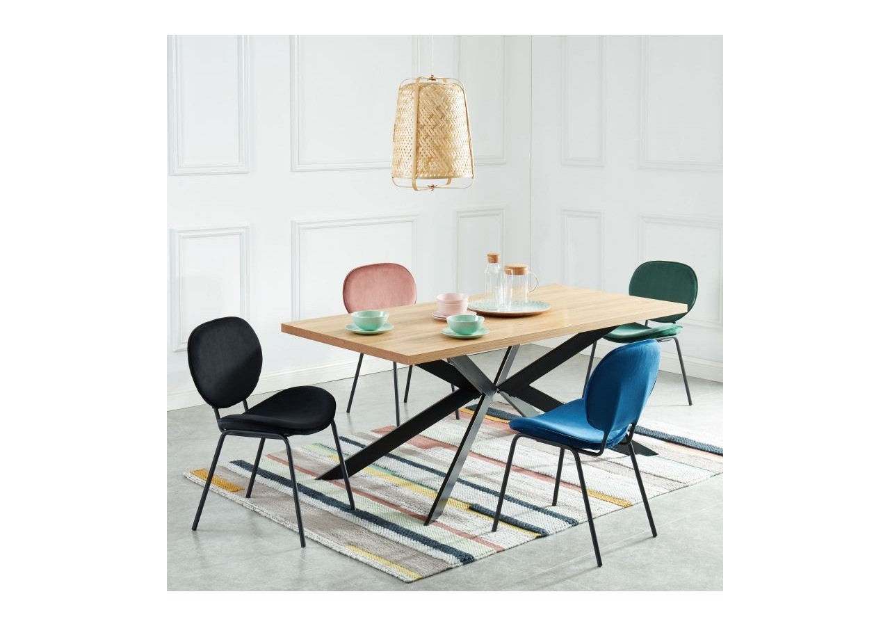 Lot de 2 chaises SHEILA velours vert pieds métal noir