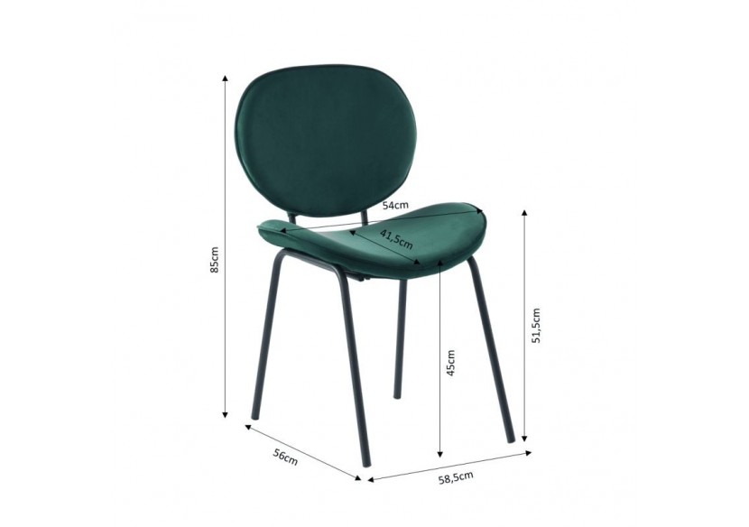 Lot de 2 chaises SHEILA velours vert pieds métal noir