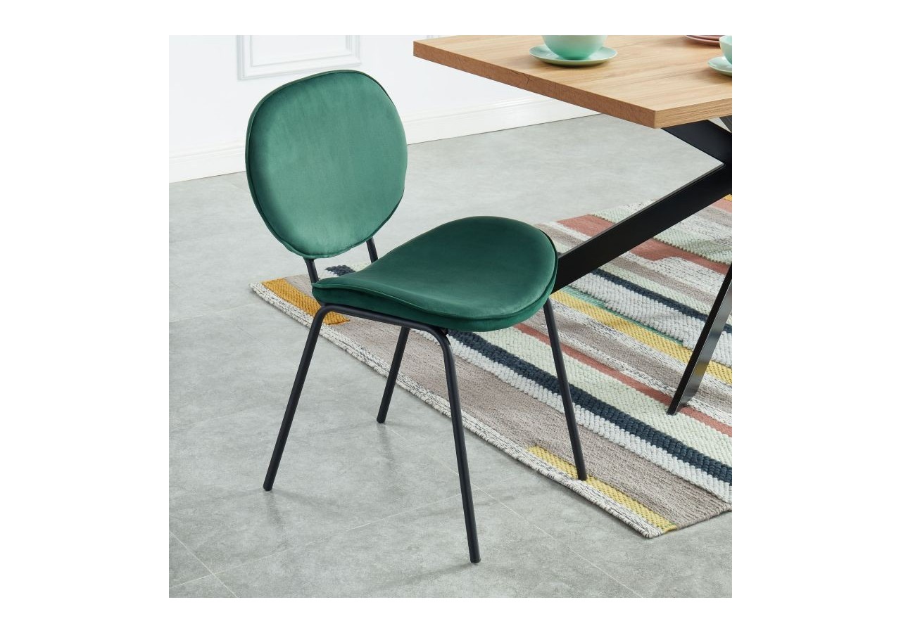 Lot de 2 chaises SHEILA velours vert pieds métal noir