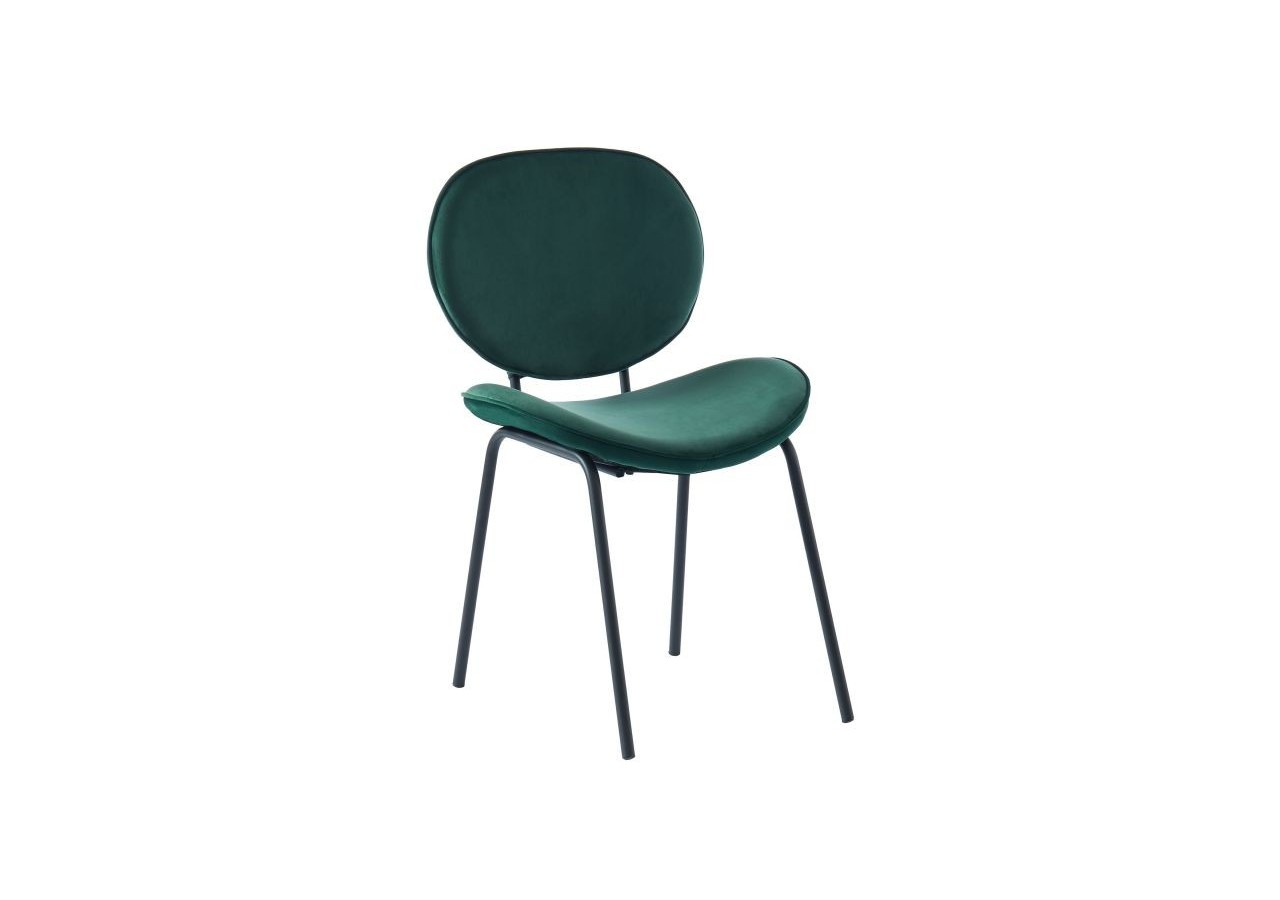 Lot de 2 chaises SHEILA velours vert pieds métal noir
