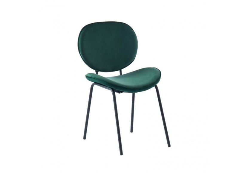 Lot de 2 chaises SHEILA velours vert pieds métal noir