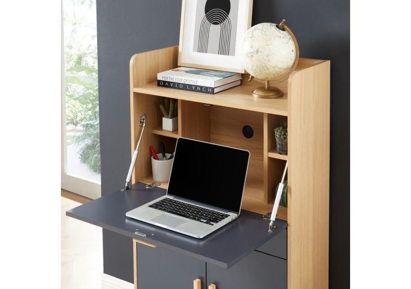 Secrétaire SMART gris et effet chêne 70cm