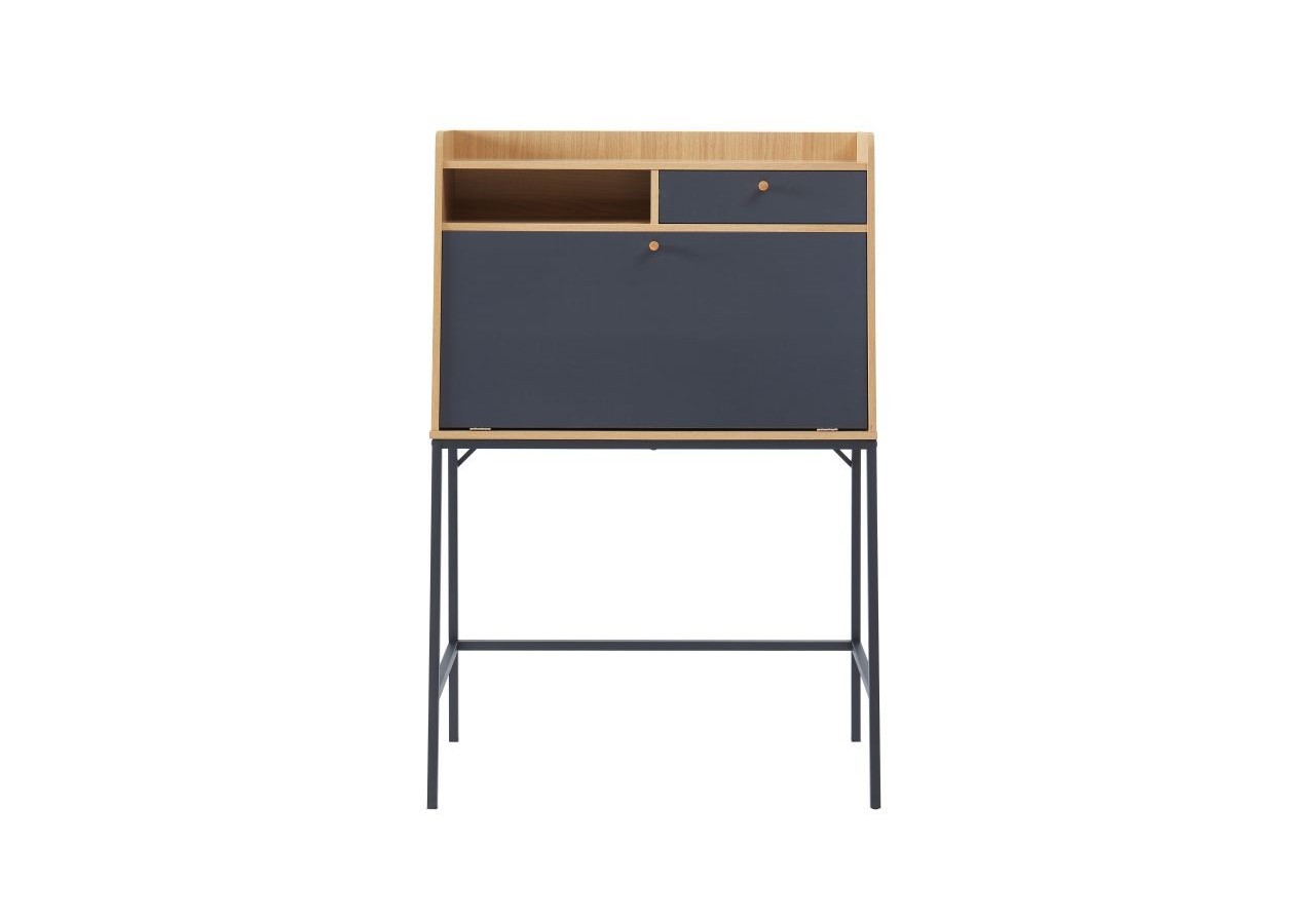 Secrétaire SMART gris et effet chêne 90cm