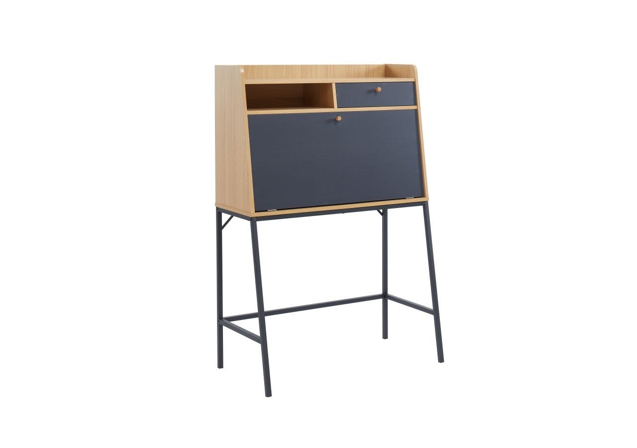 Secrétaire SMART gris et effet chêne 90cm