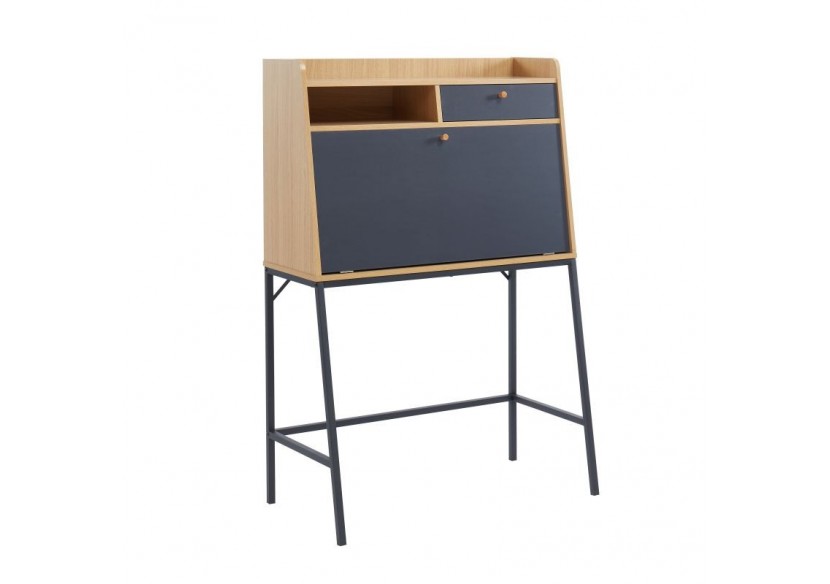 Secrétaire SMART gris et effet chêne 90cm