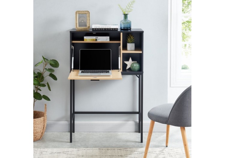 Secrétaire SMART noir et effet chêne 75cm 2