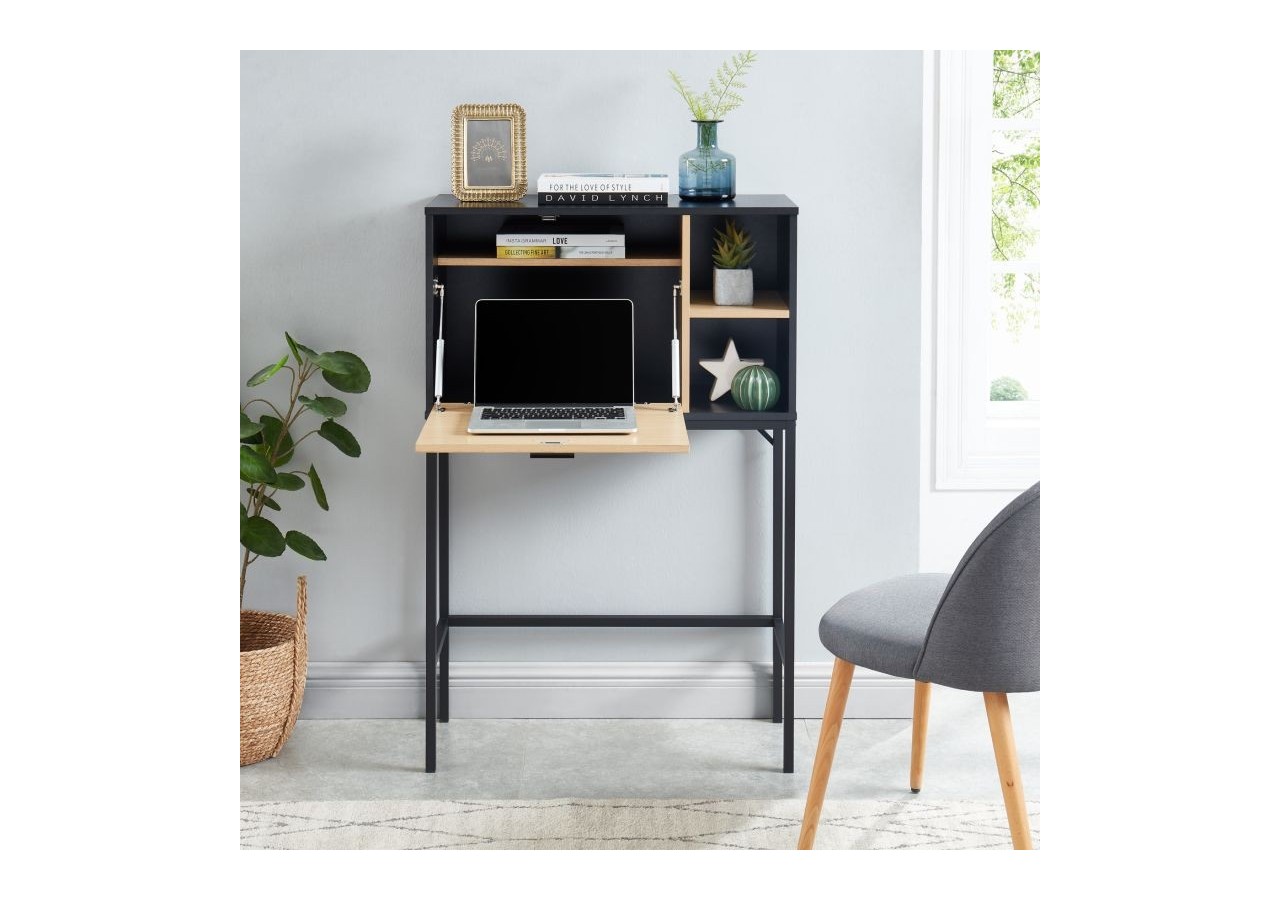 Secrétaire SMART noir et effet chêne 75cm