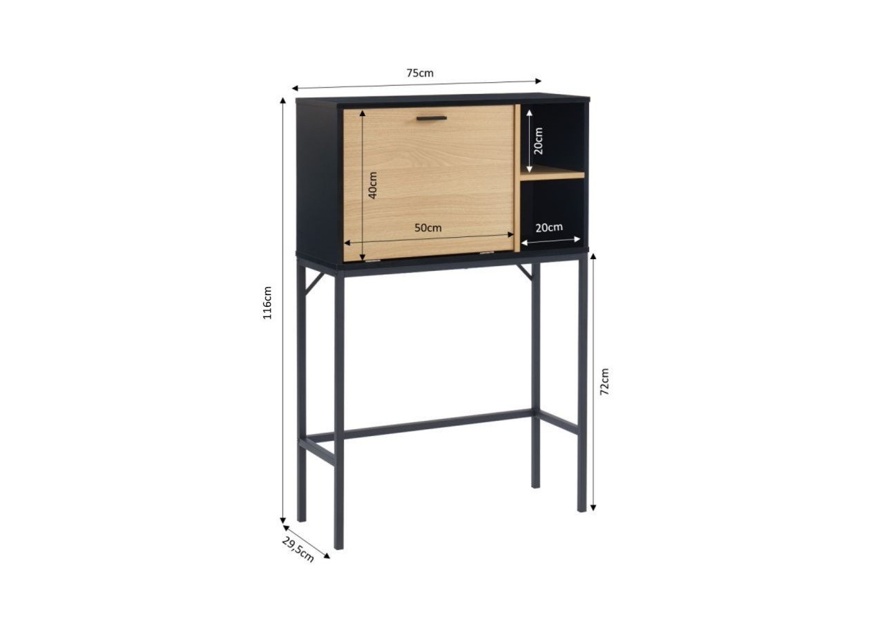 Secrétaire SMART noir et effet chêne 75cm
