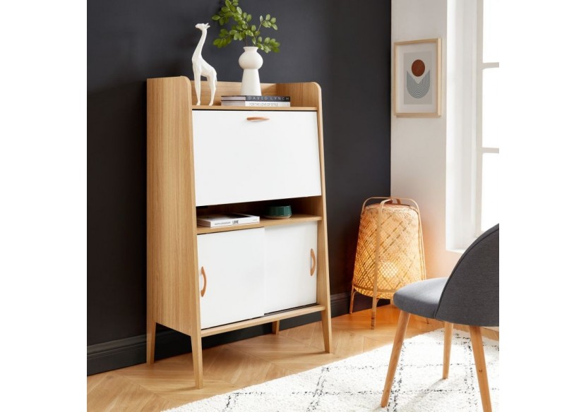 Secrétaire SMART blanc et effet chêne 75cm