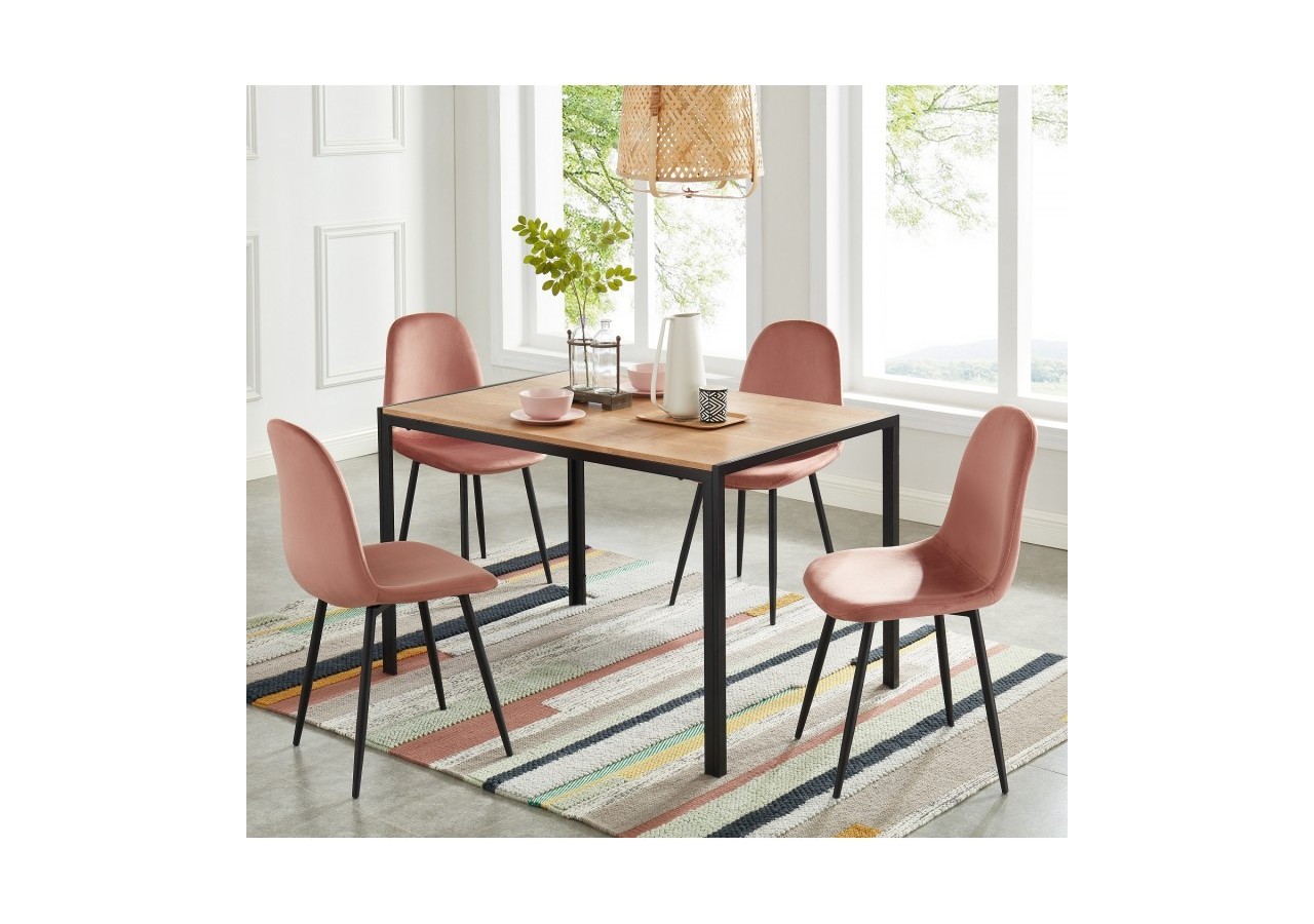 Table de séjour SOHO placage bois et métal noir 120cm