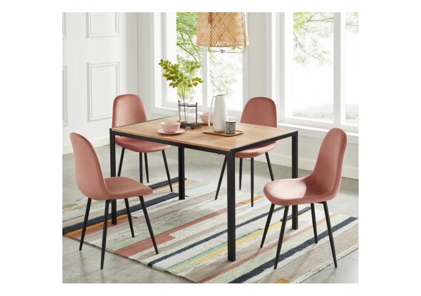 Table de séjour SOHO placage bois et métal noir 120cm