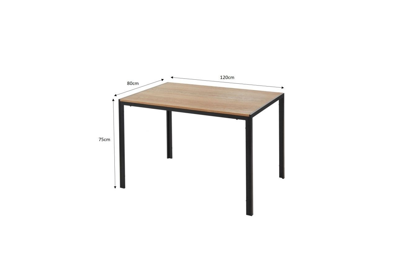 Table de séjour SOHO placage bois et métal noir 120cm