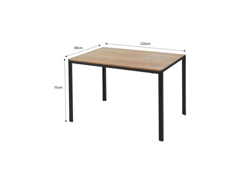 Table de séjour SOHO placage bois et métal noir 120cm