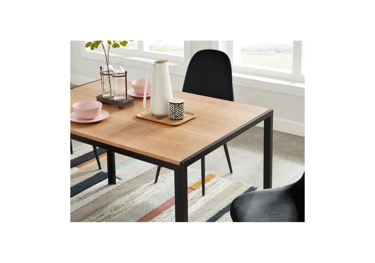 Table de séjour SOHO placage bois et métal noir 120cm