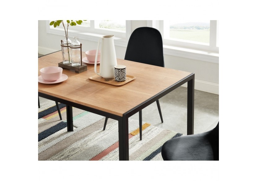 Table de séjour SOHO placage bois et métal noir 120cm