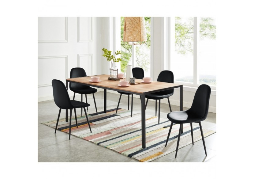 Table de séjour SOHO placage bois et métal noir 180cm