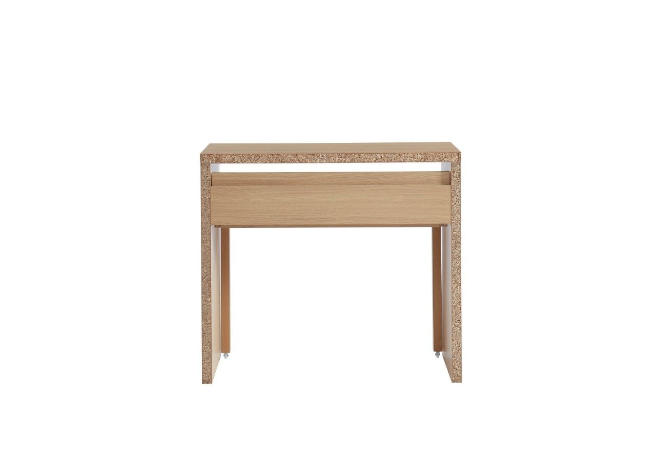 Bureau extensible STUDIO blanc et effet chêne 2 tiroirs