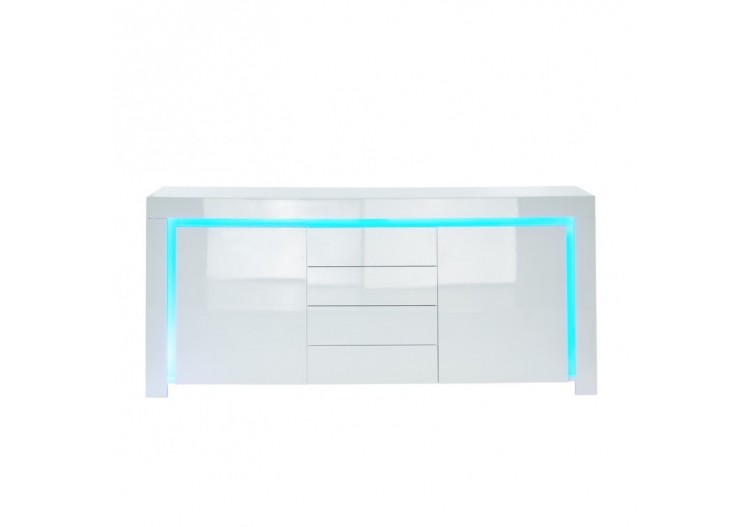 Buffet à LED SUZANE laqué blanc brillant 170cm