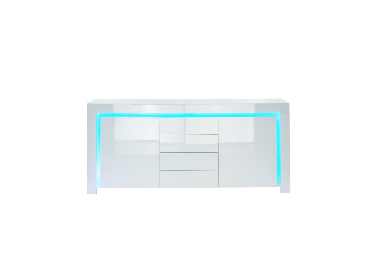 Buffet à LED SUZANE laqué blanc brillant 170cm