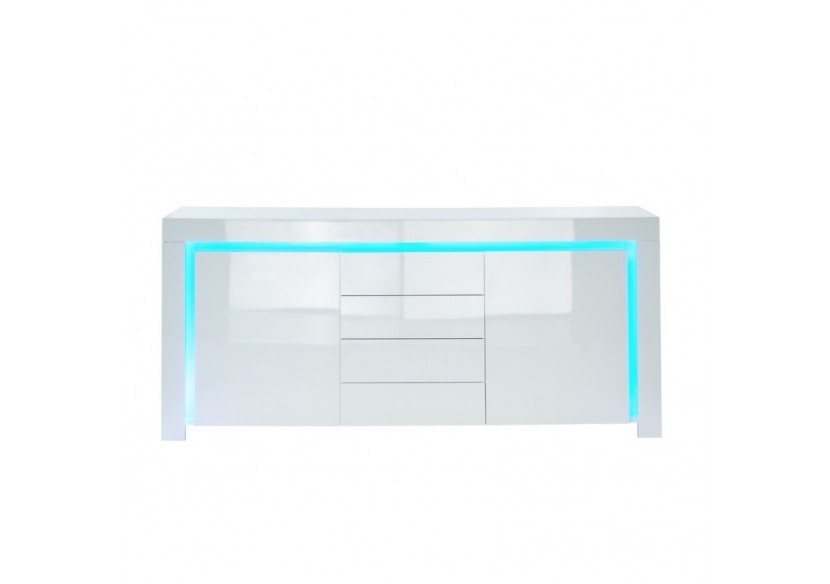 Buffet à LED SUZANE laqué blanc brillant 170cm