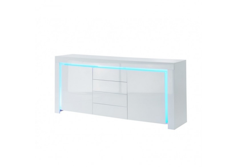 Buffet à LED SUZANE laqué blanc brillant 170cm